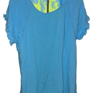 Umgee Blue Women's Top Floral Pattern Back